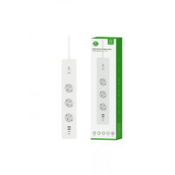   Woox Smart Home Elosztó - R6132  (3 db Schuko, IP20, 16A, 2xUSB2.0, 2xUSBC, energiafogyasztás monitoring, 1,5m)