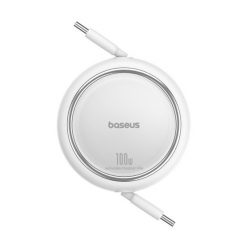   Baseus Free2Draw Mini 100W-os gyorstöltő Type-C kábel, 1m, kihúzható, automata behúzó funkcióval, fehér