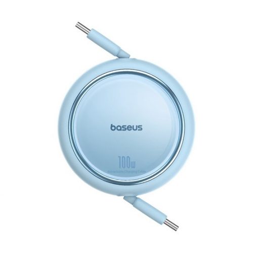 Baseus Free2Draw Mini 100W-os gyorstöltő Type-C kábel, 1m, kihúzható, automata behúzó funkcióval, kék