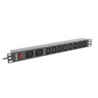 Lanberg 19" PDU/elosztósor 1U 16A 2m 2X C19 8X IEC C13 aljzat, fekete C20