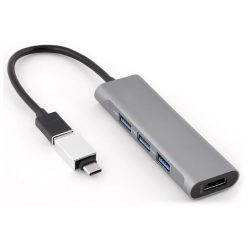   Bluestork USB Hub - HUB-MINI (USB-A to 3xUSB 2.0 port + 1x USB-C, 1xHDMI, USB3.0, szürke)