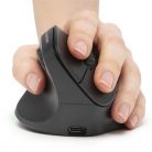 Bluestork Vezeték nélküli Egér - M-WL-ERGO-LUMI-L (Ergonomic, Rechargeable, Balkezes, 2400 DPI, 6 gomb, optikai, fekete)