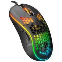   Everest Gamer Egér - SM-G66 X-HOLE  (8000 DPI, 7gomb, 1,5m harisnyázott kábel,optikai, fekete, RGB LED)