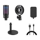 Sandberg Mikrofon - Streamer USB Microphone RGB (USB-C; Cardioid; RGB, 3,5 mm Jack fejhallgató kimenet, fekete)