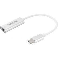   Sandberg Átalakító Kábel - USB-C to Audio Adapter (USB-C, 1x 3,5 mm jack, fehér)