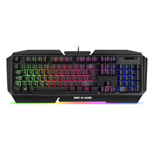 Spirit of Gamer Billentyűzet - PRO-K5 (105 gomb, Fém felső rész, RGB LED, USB, 19 anti-ghost, fekete, magyar)