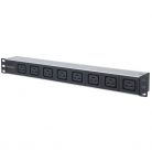 Manhattan elosztó - 19" 1U Rackmount elosztó, 8db C19 aljzat, 2m eltávolítható kábel, ki-be kapcsológomb