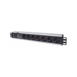   Manhattan elosztó - 19" 1.5U Rackmount elosztó, 7 aljzat,  3m, túlfeszültség védelem, PDU