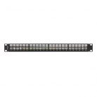 Lanberg Üres patch panel 24 port 1U 19" FTP, árnyékolt, tehermentesítővel, fekete