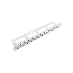   Lanberg Üres patch panel 24 port 1U 19" lépcsőzetes elrendezésű, tehermentesítővel, szürke