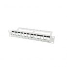 Lanberg Üres patch panel 12 port 1U 10" tehermentesítővel, szürke