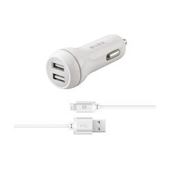   S-Link Autós töltő - SW-C530 (2db USB, 5V/2.1A, 5W, Micro USB, 100cm adat+töltőkábel, fehér)