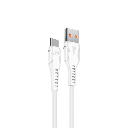 S-Link kábel - SL-X243 (3A, 15W, Gyorstöltés, Type-C, 100cm adat+töltőkábel, fehér)