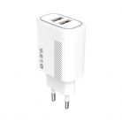 S-Link Hálózati töltő - SL-EC50 (2xUSB, 5V/2.4A, 12W, Gyorstöltés, Micro-USB 100cm adat+töltőkábel, fehér)