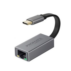   Promate Átalakító - GIGALINK C (USB-C adapter, 1000 Mbps, RJ45, szürke)